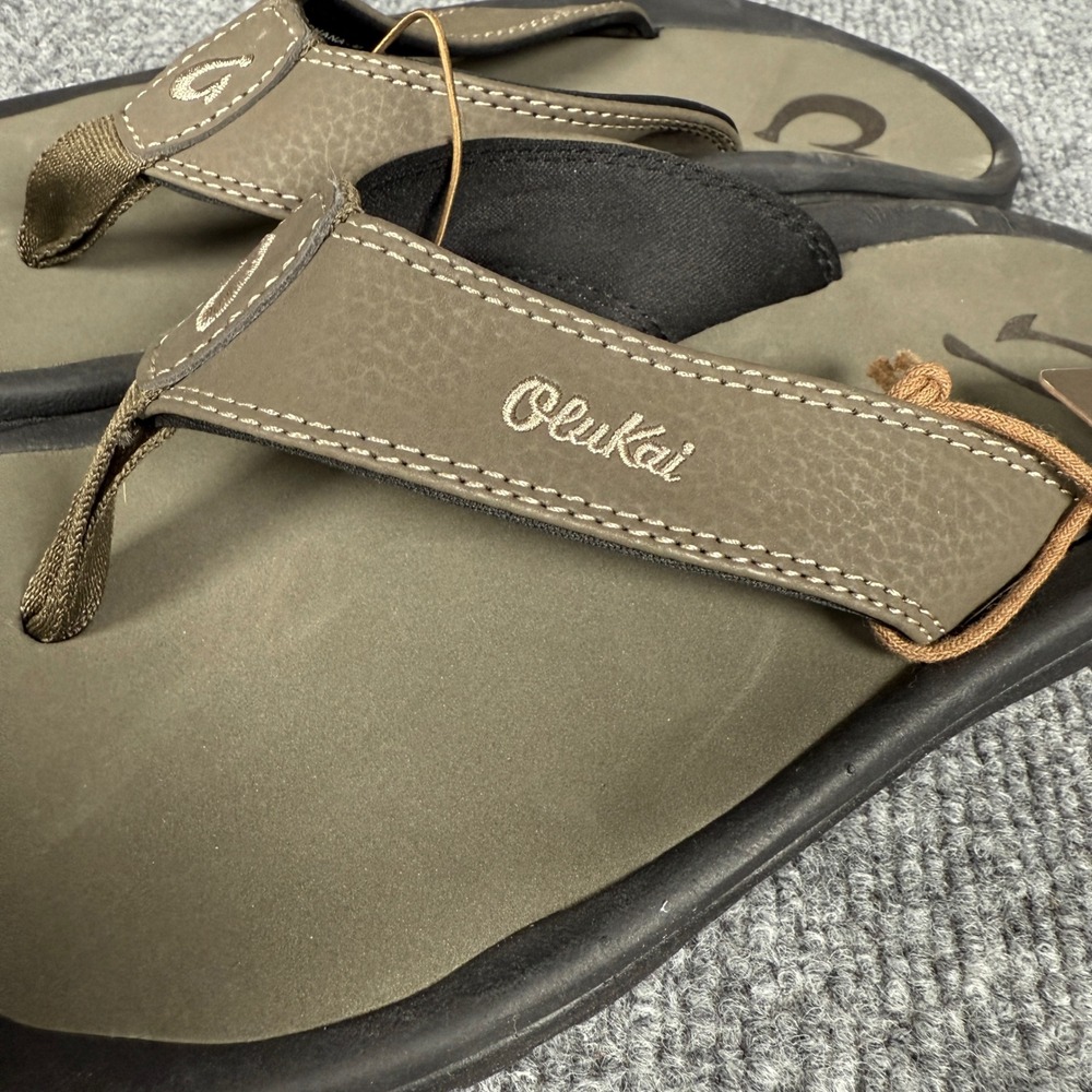 New Olukai Mens Size 8 Sandals Ohana Olive Green Beach Flip Flop Slippers - Picture 5 of 7